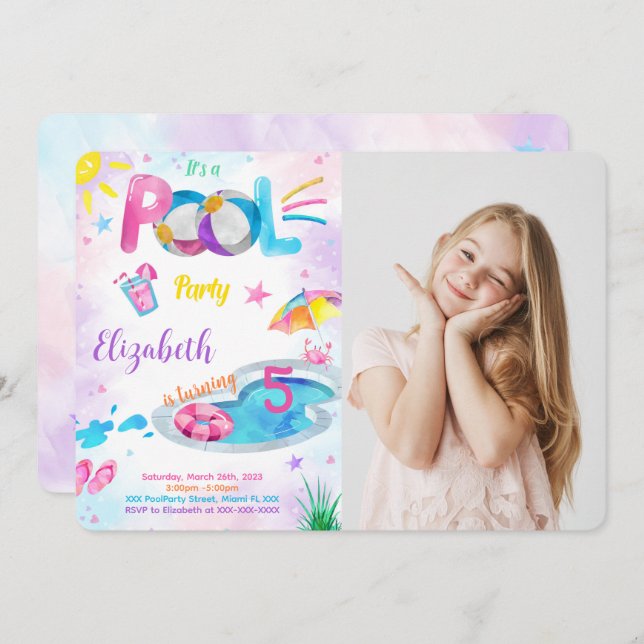 Pool Photo Invitation (Front/Back)