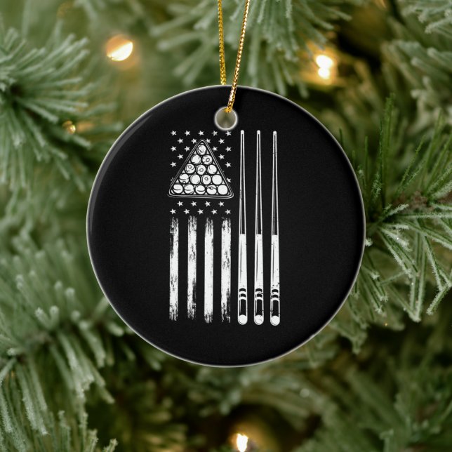Pool Player American Flag Ceramic Tree Decoration (Tree)