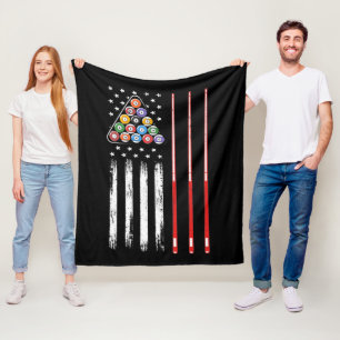 Pool Player American Flag Fleece Blanket