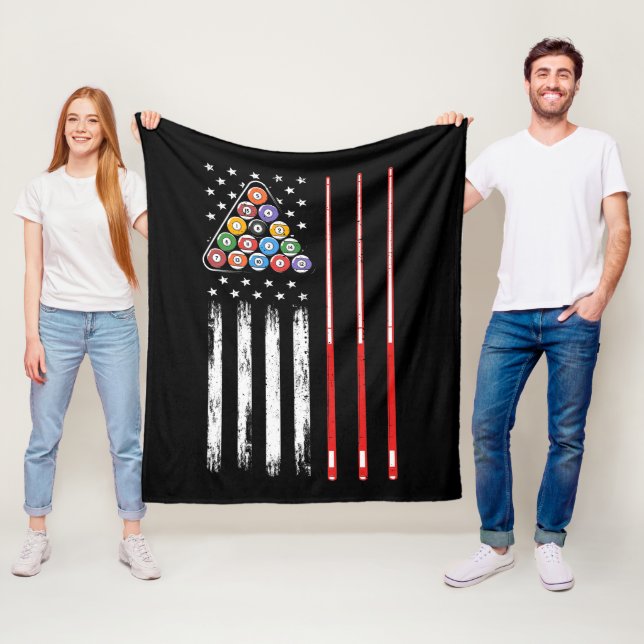 Pool Player American Flag Fleece Blanket (In Situ)