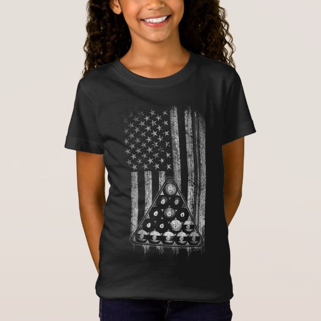 Pool Player American Flag T-Shirt (Front)