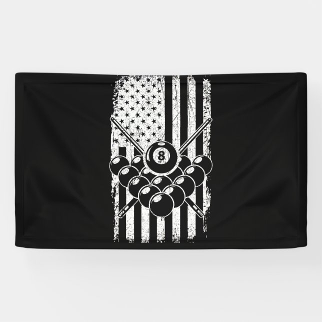 Pool Player American USA Flag Billard Banner (Horizontal)