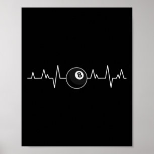 Pool Players Heartbeat Art Billiards Clothing 8 Ba Poster