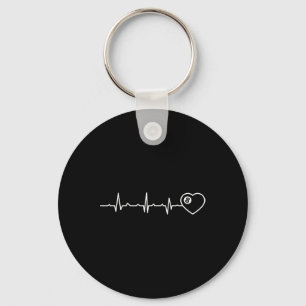 Pool Players Heartbeat Billiards 8 Ball Key Ring