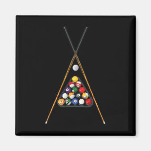 Pool Players Racked Sticks Cue Ball Billiards Art Magnet