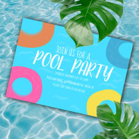 Pool Ring Party Birthday Any Age Invitation