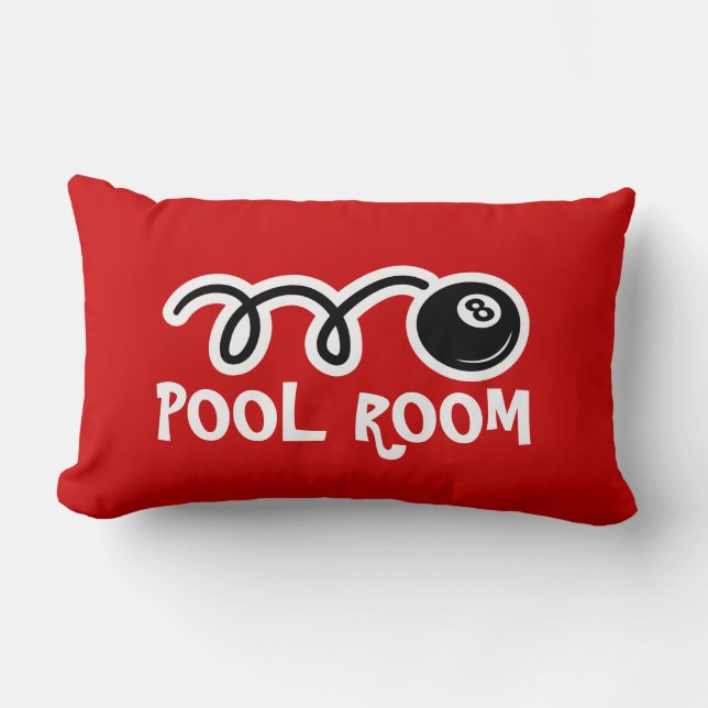 Pool room throw pillows with eightball print (Front)