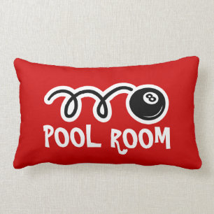 Pool room throw pillows with eightball print