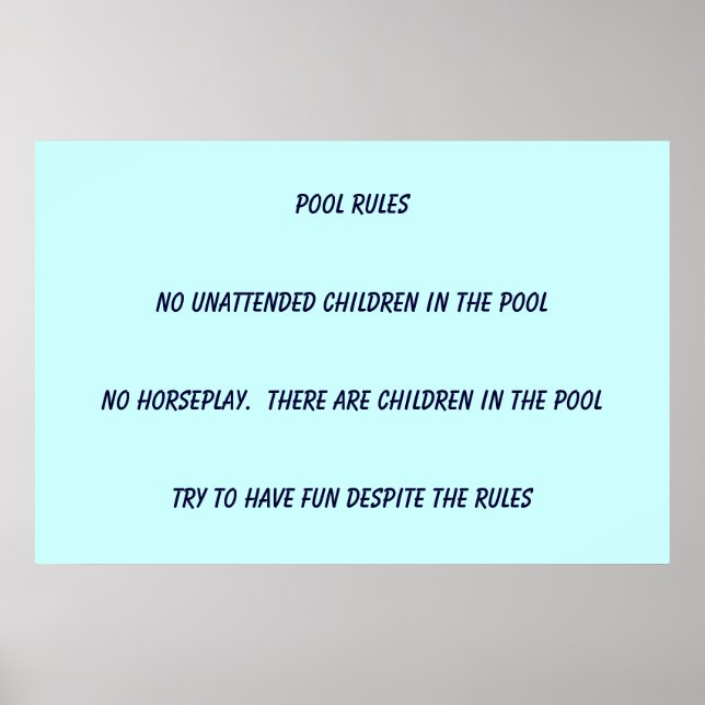 Pool Rules Poster (Front)