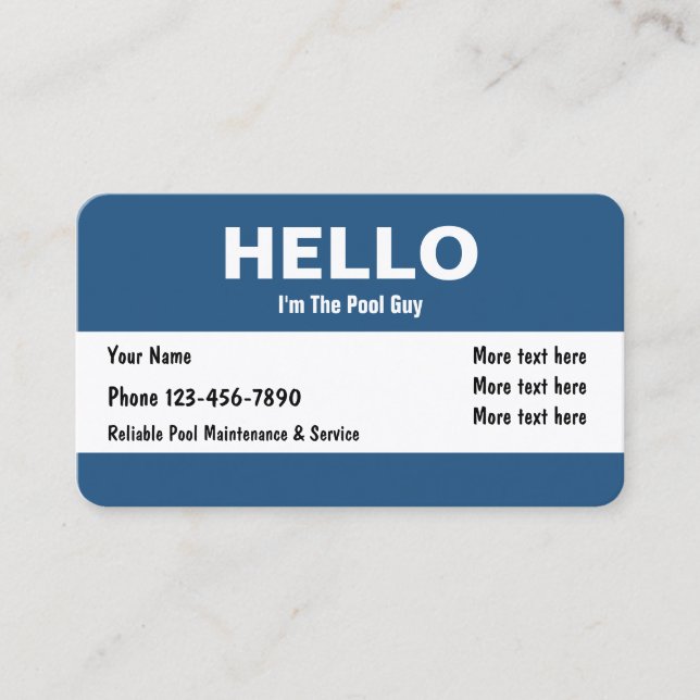 Pool Service Clever Design Business Card (Front)
