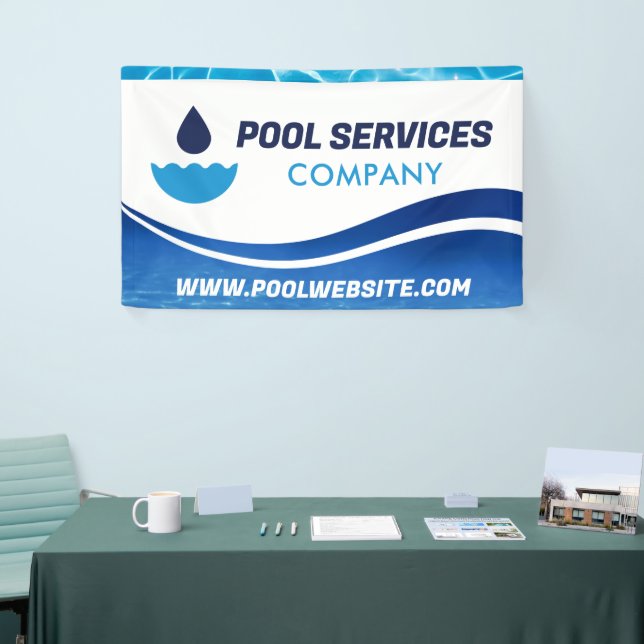 Pool Services | Blue Water Wave | Swimming Pool Banner (Tradeshow)