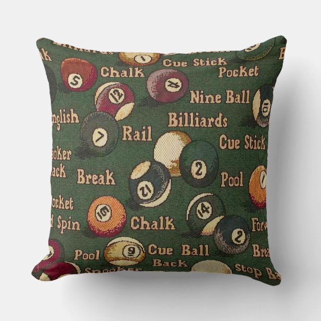 Pool Shark Billiard Balls Background Throw Pillow (Front)
