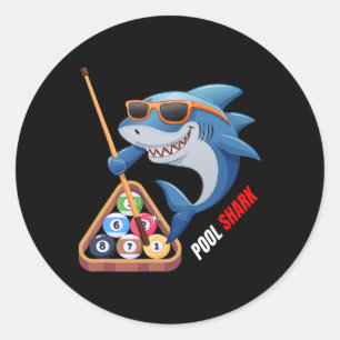 Pool Shark Cool Shark Billiards Player Classic Round Sticker