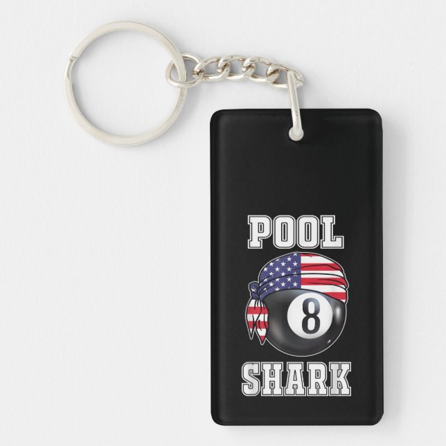 Pool Shark Jersey Cool Gift Top Bar Billiards Key Ring (Front)
