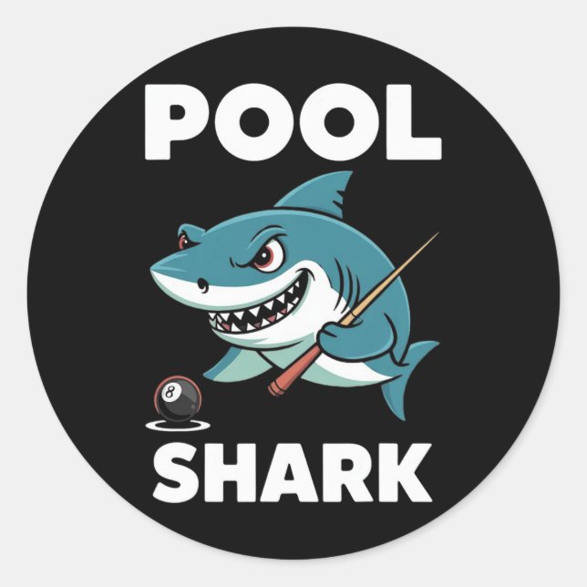 Pool Shark Snooker Player Funny Billiards  Classic Round Sticker (Front)