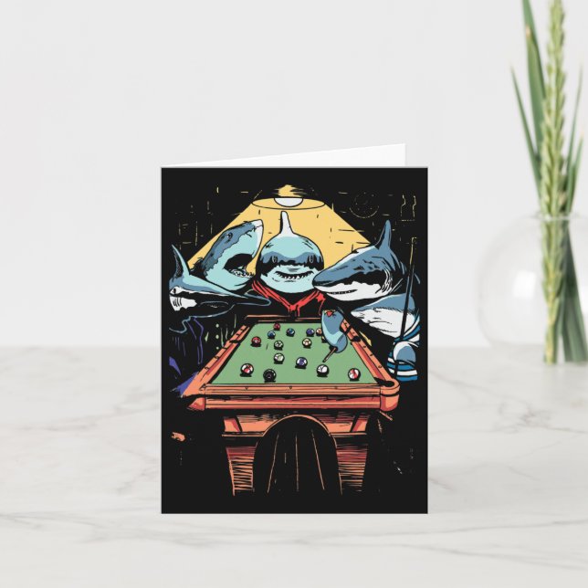 Pool Sharks Shark Billiards Game  Card (Front)