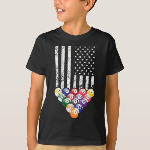 Pool Snooker Billiards Player 8 Ball American Flag T-Shirt