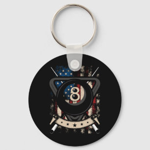 Pool Snooker Billiards Player 8 Ball Usa American Key Ring