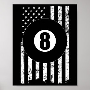 Pool Snooker Billiards Player 8 Ball Usa American  Poster