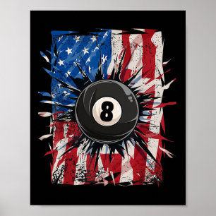 Pool Snooker Billiards Player 8 Ball Usa American  Poster