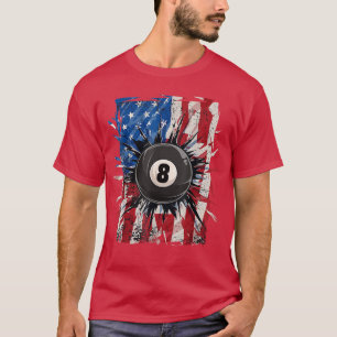 Pool Snooker Billiards Player 8 Ball USA American T-Shirt