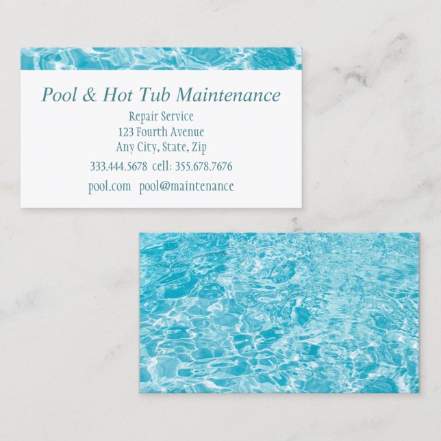 Pool, Spa, Hot Tub Maintenance Repair Service Business Card (Front/Back)