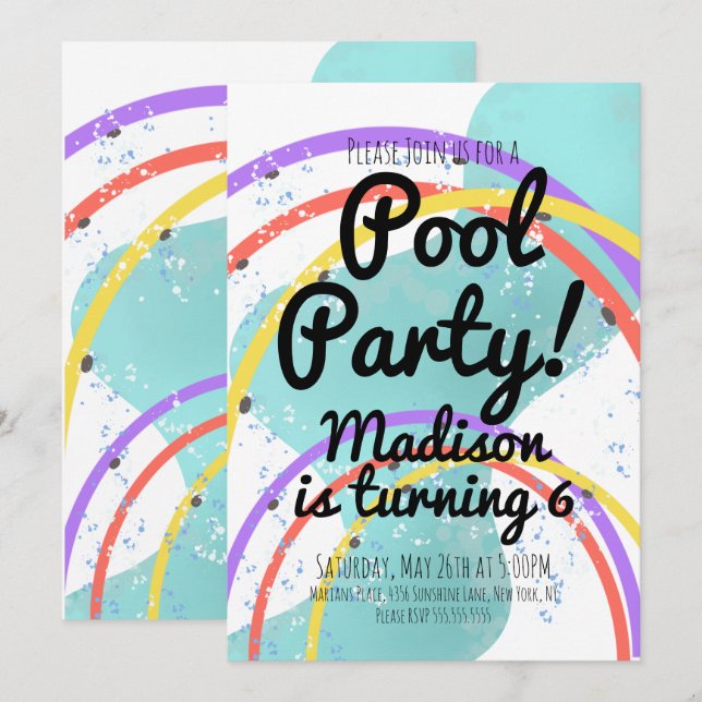 Pool Splash Pad Park Birthday Party Invitation (Front/Back)