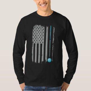 Pool Stick Billiards 8 Ball Usa American Flag T-Shirt