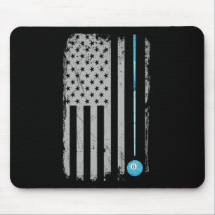 Pool Stick Billiards 8 Ball Vintage Usa American F Mouse Mat