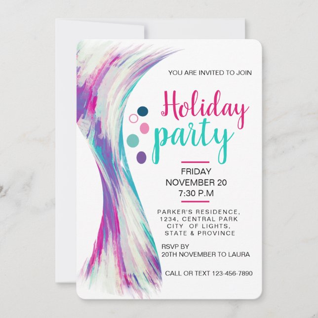 Pool Summer Holiday Teal Blue Watercolor Splatter Invitation (Front)