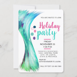 Pool Summer Holiday Teal Blue Watercolor Splatter Invitation