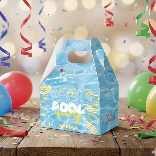 Pool summer neon vibes birthday party favour box (Creator Uploaded)