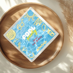 Pool summer neon vibes birthday party napkin