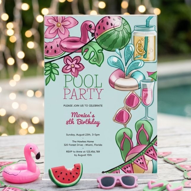 Pool summer party birthday invitation (Creator Uploaded)