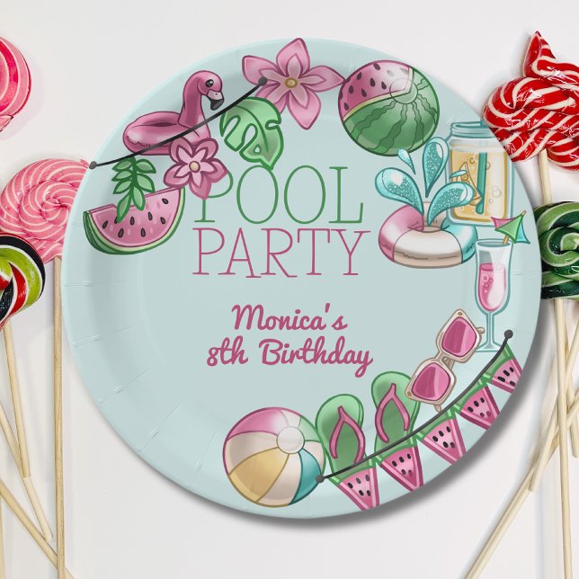 Pool summer party birthday paper plate (Creator Uploaded)