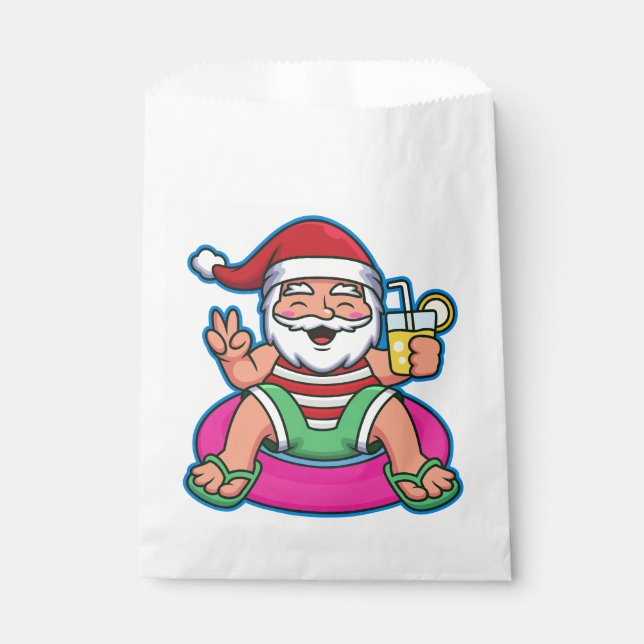 pool summer santa claus funny xmas  favour bags (Front)