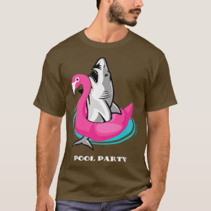 Pool Swimming Party Unicorn Float Funny Shark Love T-Shirt
