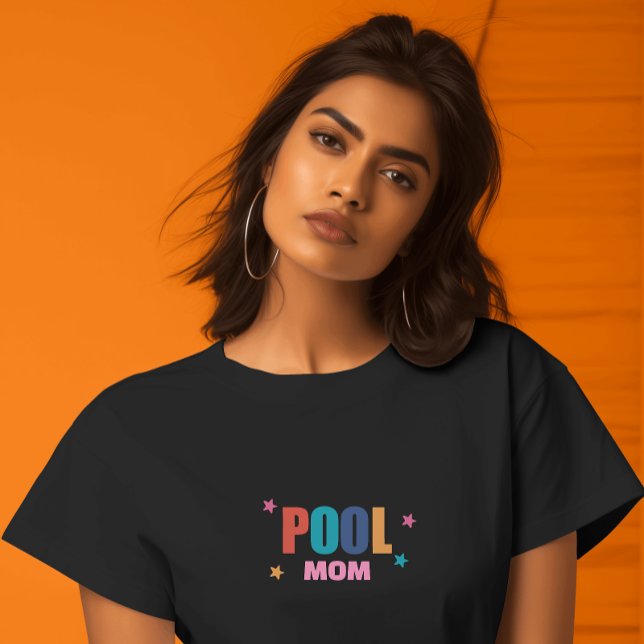 Pool swimming summer typography black mum T-Shirt (Creator Uploaded)