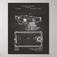 Pool Table 1892 Patent Art Chalkboard
