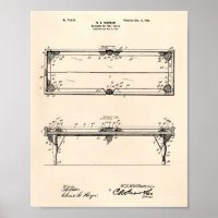 Pool Table 1902 Patent Art - Old Peper