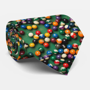 Pool Table Billiards Colourful Neck Tie