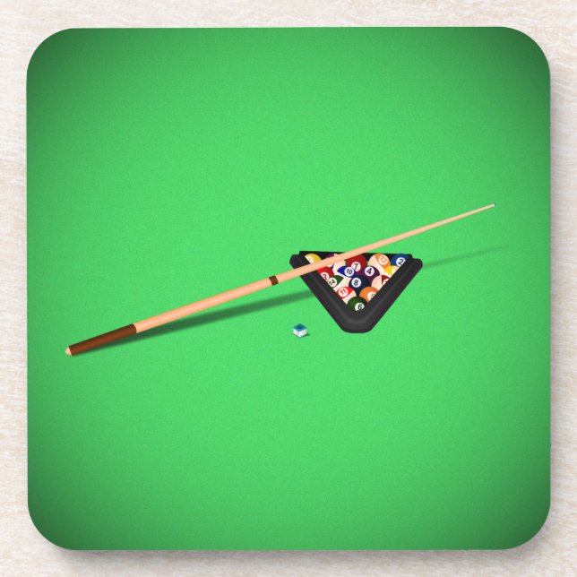Pool Table Cue Stick and Balls Coaster (Front)