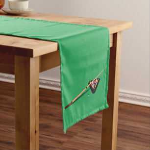 Pool Table Cue Stick and Balls Long Table Runner