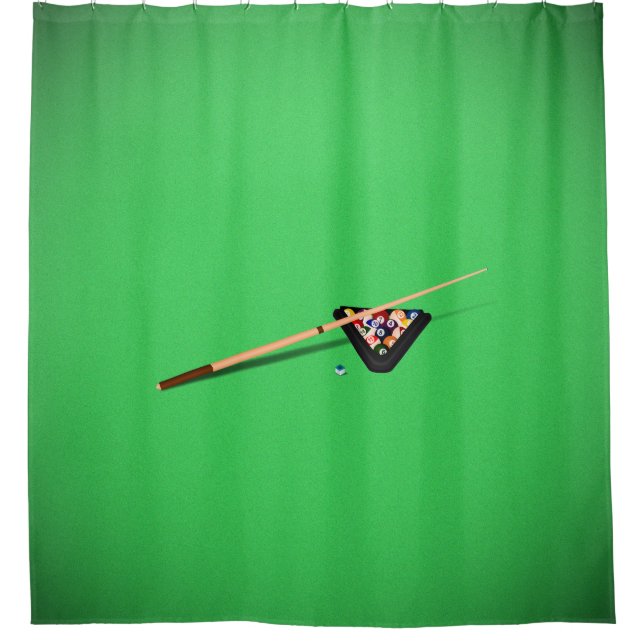 Pool Table Cue Stick and Balls Shower Curtain (Front)