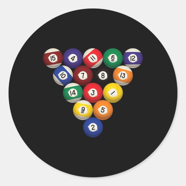 Pool Table Funny Pool Player Billiards Halloween C Classic Round Sticker (Front)