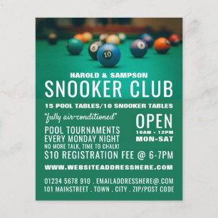 Pool Table, Pool Club, Snooker Club Advertising Flyer