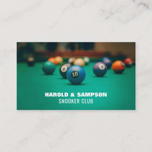Pool Table, Pool & Snooker Player/Club Business Card (Front)