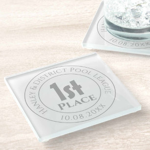Pool Team Pool League 1st Prize Trophy Award Glass Coaster