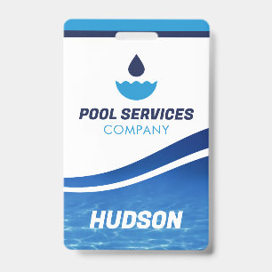 Pool Technician Name Badge Pool Services Company ID Badge