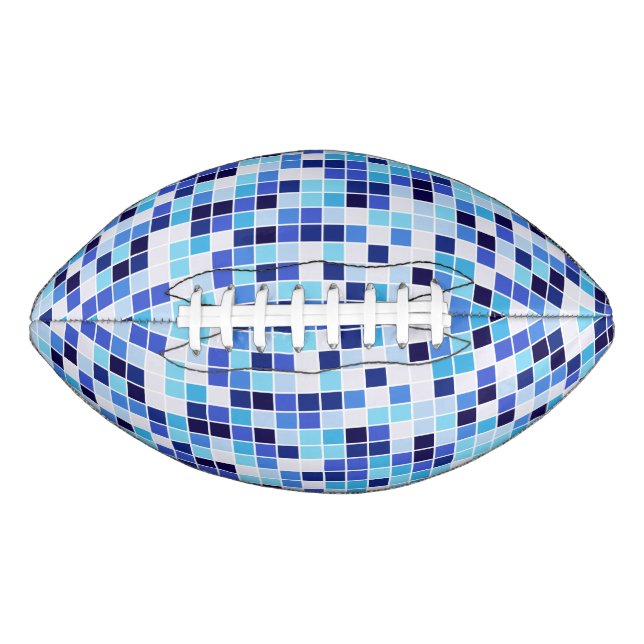 Pool Tiles, Blue Mosaic Tiles, Geometric Pattern American Football (Front)